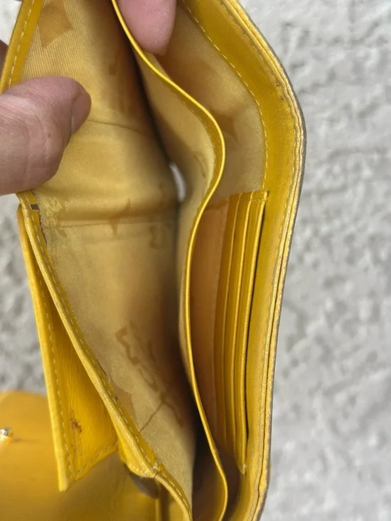 MCM Yellow and Tan Monogram Logo Compact Wallet - Picture 10 of 14